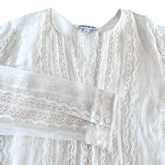 Elizabeth and James Revolve Riley Blouse 100% Silk Lace Sheer Size Large - Picture 6 of 9